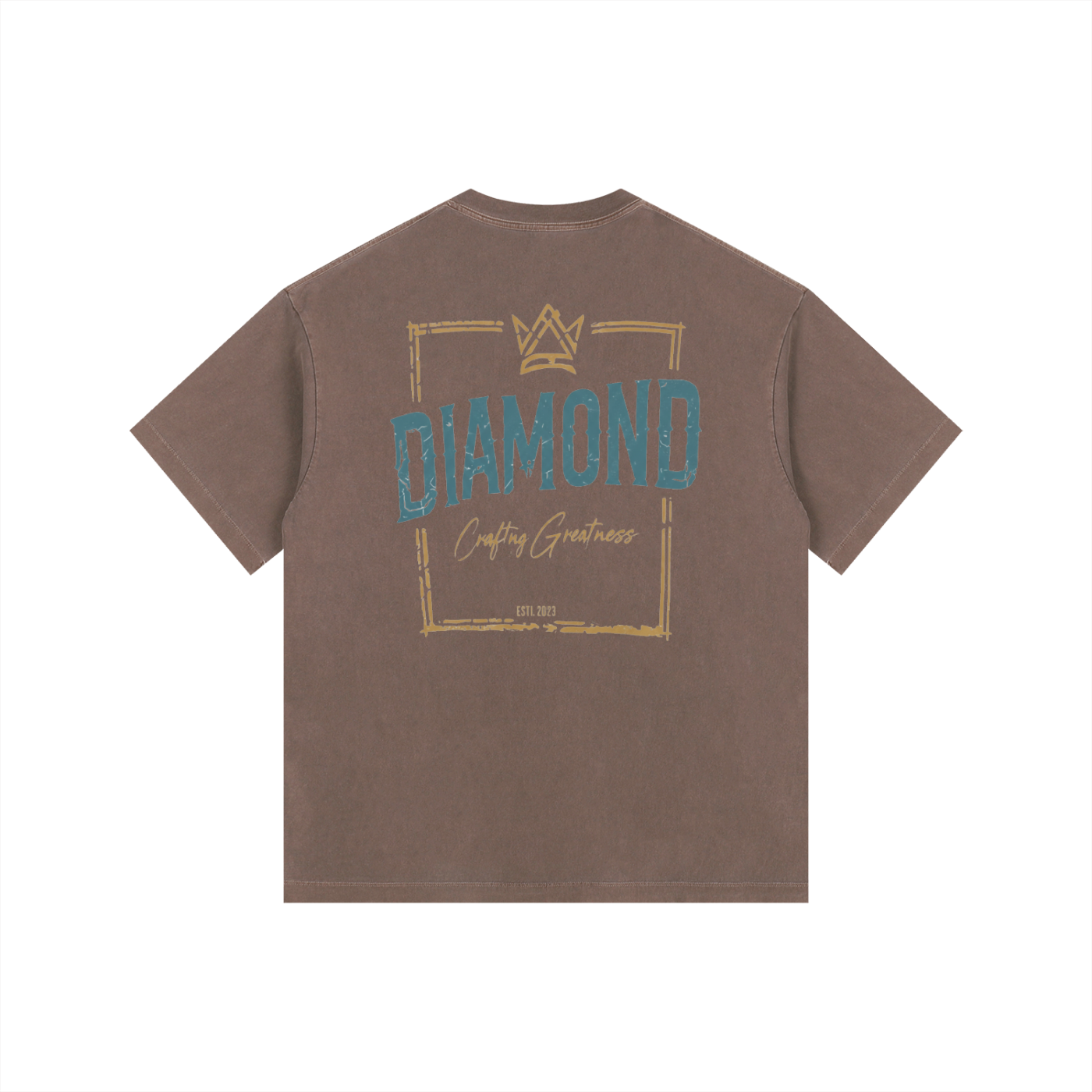 ヴィンテージウォッシュ加工オーバーサイズコットンTシャツ "CRAFTING GREATNESS"