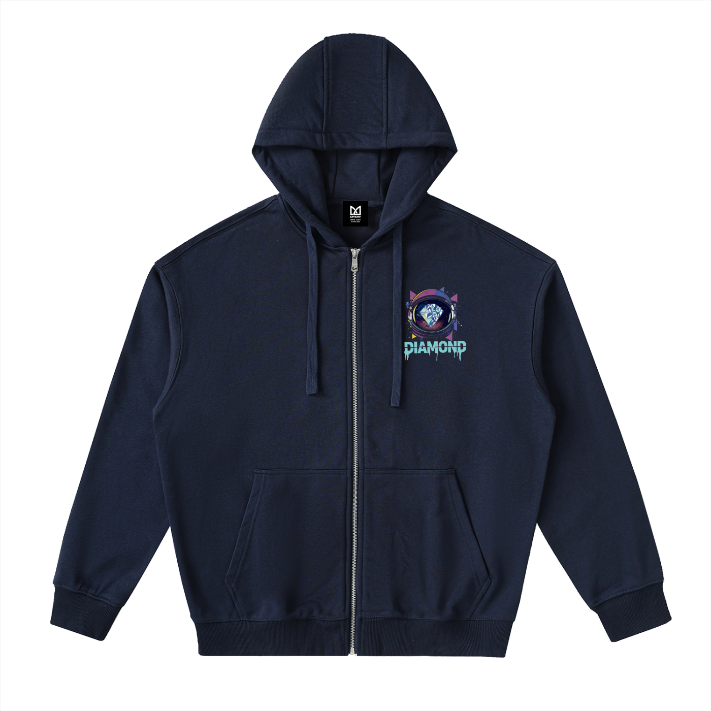 Graphic Drop-Shoulder Zip Up Hoodie