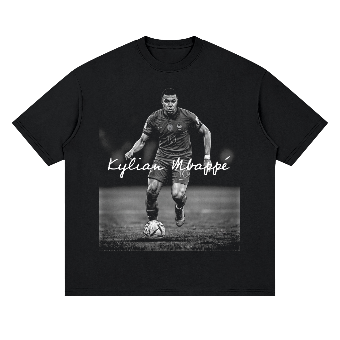 Camiseta DMD Diamond Mbappé streetwear drop shoulder, vista frontal