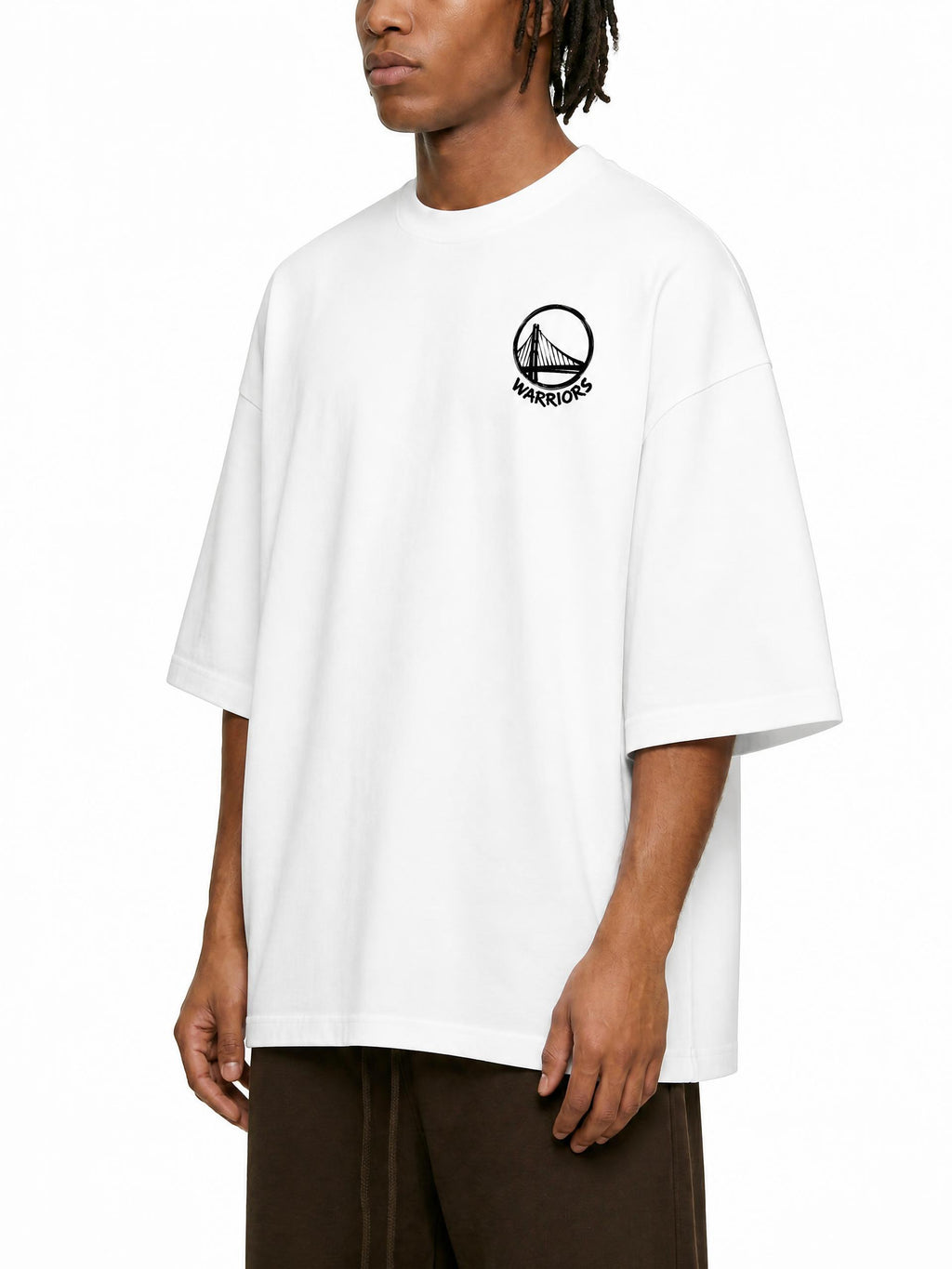 Camiseta DMD Diamond Stephen Curry oversized drop shoulder, blanco, detalle