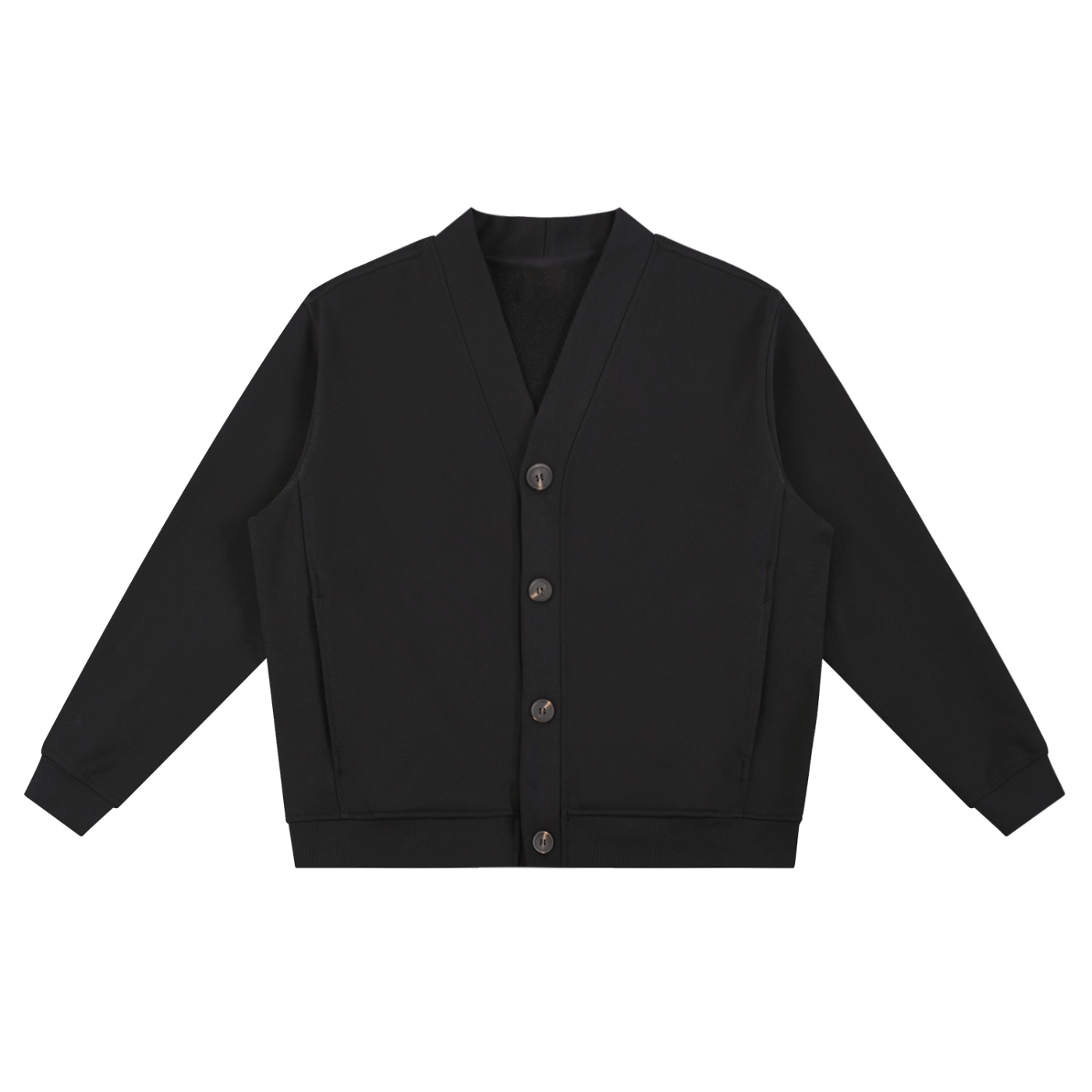 This versatile cardigan combines a relaxed V-neck design with a short-loop fleece interior for premium comfort. The heavyweight cotton-polyester construction offers substantial warmth without bulk.