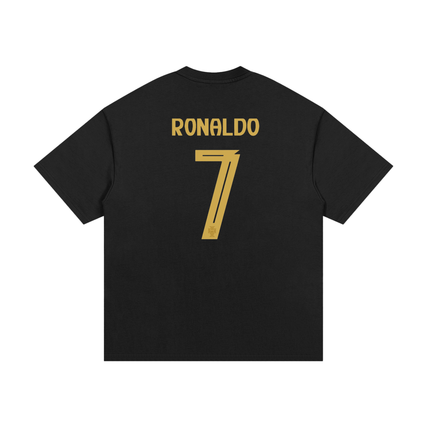 Cristiano Ronaldo Oversized Heavyweight 100% Cotton T-Shirt 330g with matte gold jersey number & name.