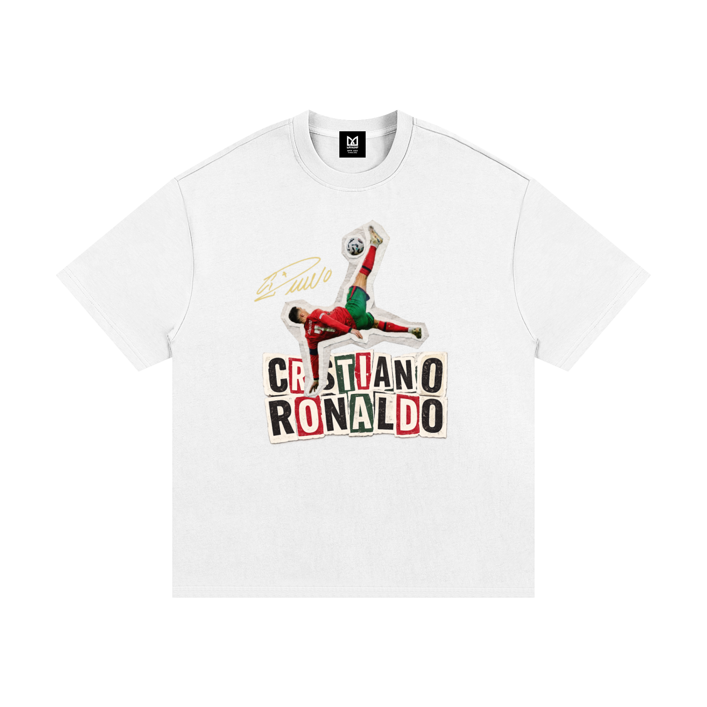White Cristiano Ronaldo Oversized Heavyweight 100% Cotton T-Shirt 330g