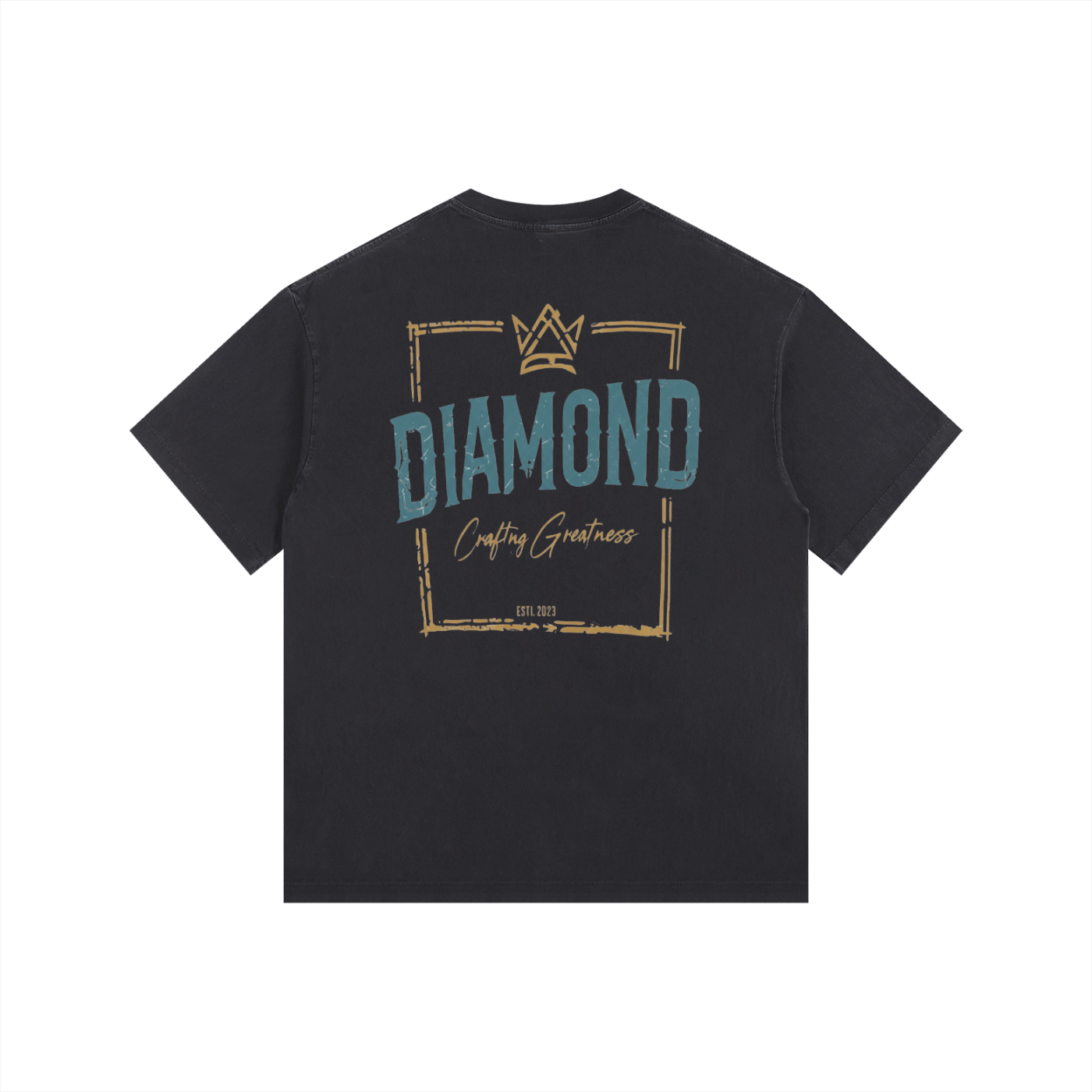 ヴィンテージウォッシュ加工オーバーサイズコットンTシャツ "CRAFTING GREATNESS"