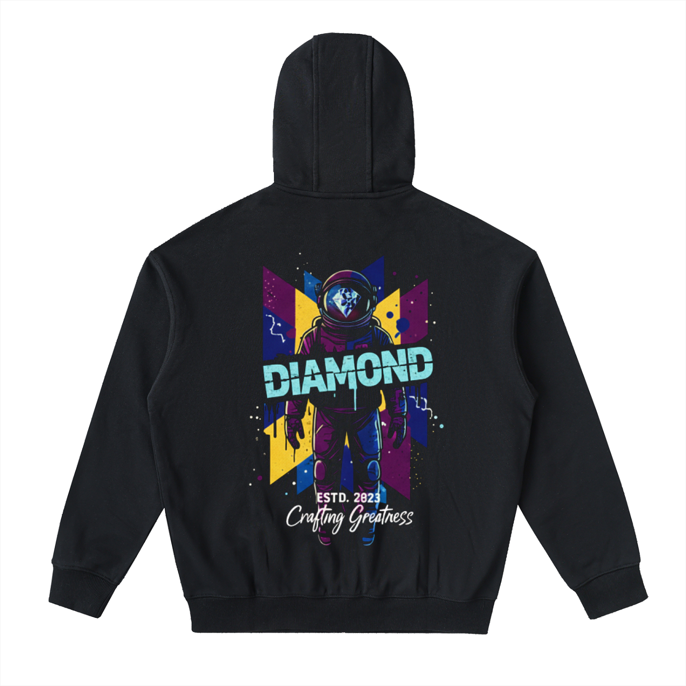 Graphic Drop-Shoulder Zip Up Hoodie
